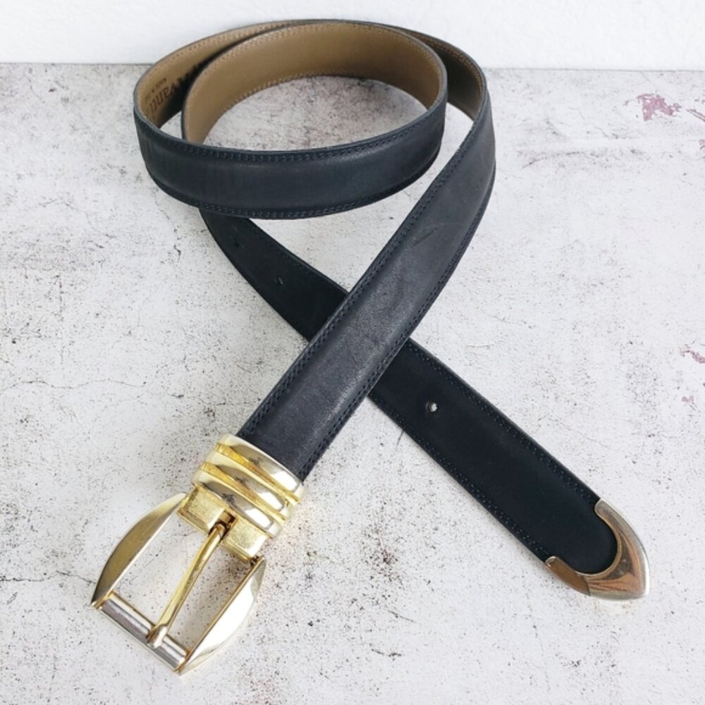 Vintage Avanti Italy 80s 90s Matte Leather Belt Black